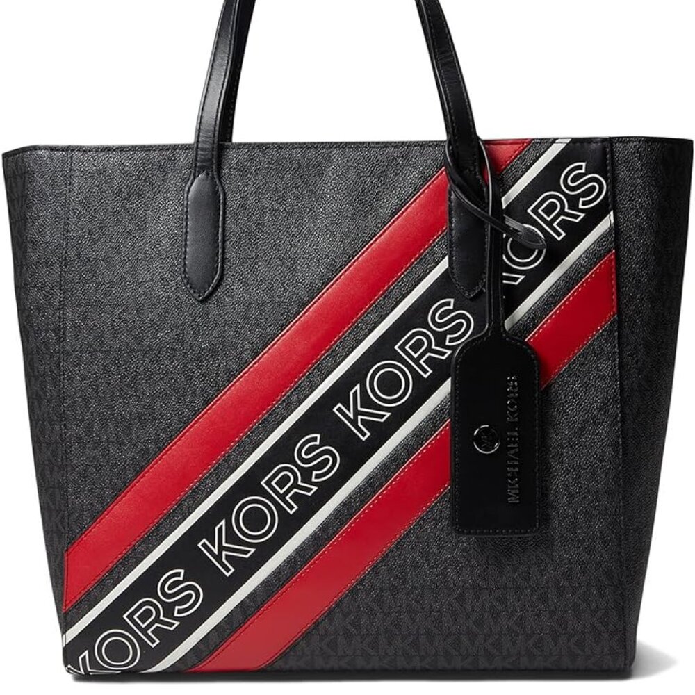 MICHAEL Michael Kors Sinclair Large East West Grab Tote - Black & Red